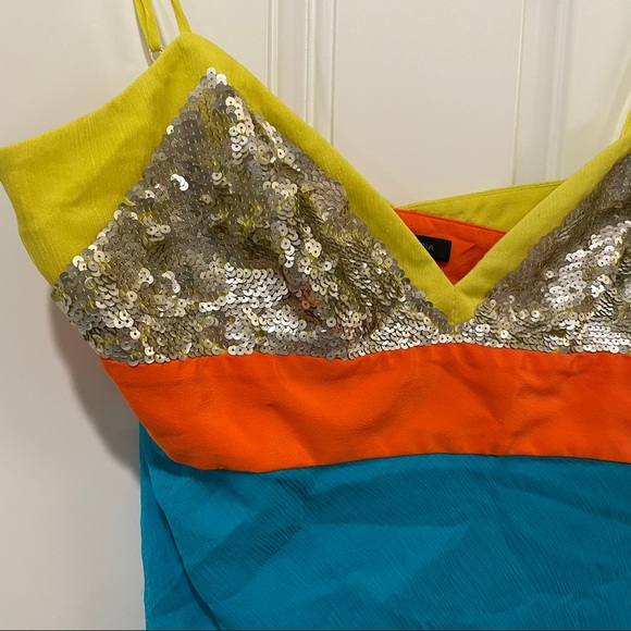 BCBG metallic sequin bright color block top - Picture 4 of 9